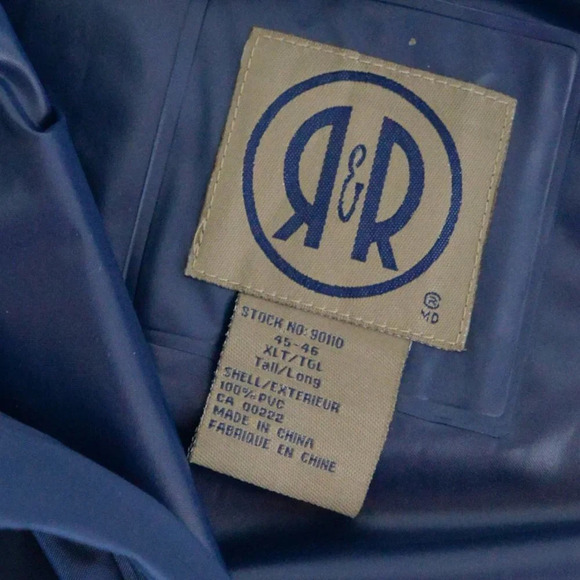 Rest  & Relaxation R&R Vintage Navy Blue Raincoat with Hidden Hoodie ~ XL - Picture 6 of 12